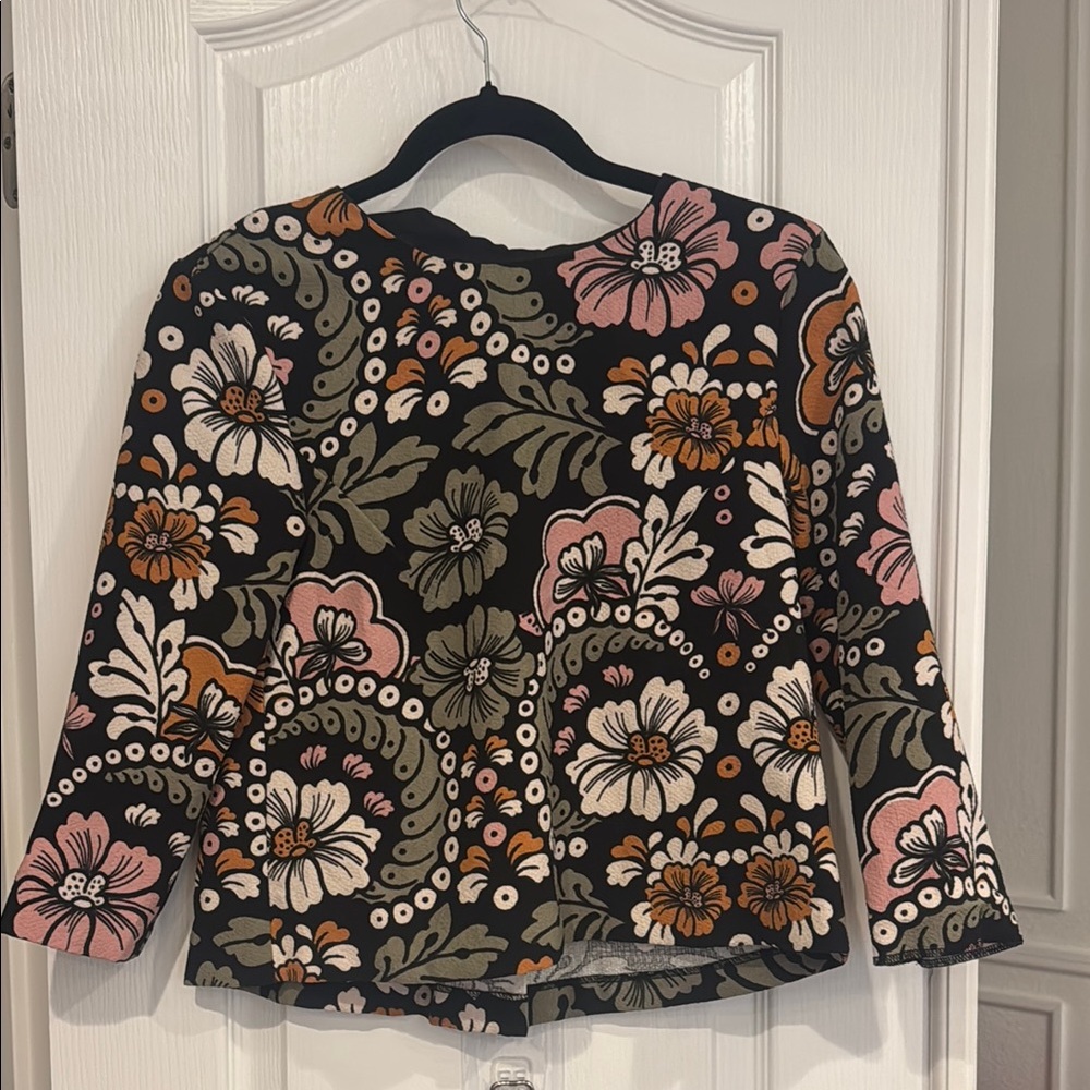 H&M Floral Patterned Top - Black, Pink, Green, Orange